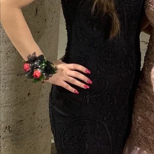 Black beaded formal dress